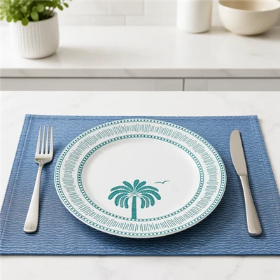 Комплект керамични прибори за хранене Coastal Palm Tree Decal