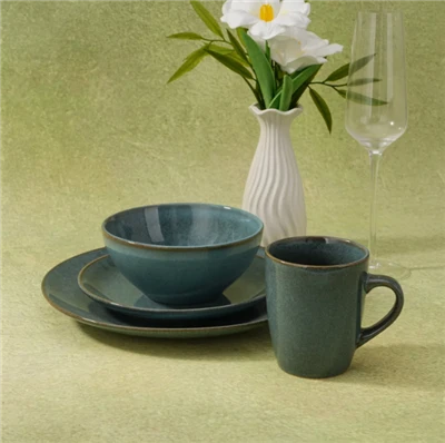 Комплект керамични прибори за хранене Reactive Glaze Green